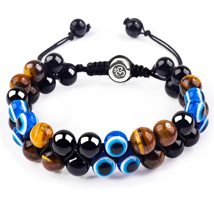 Olivenorma Bracelet Homme Perles Oeil de Tigre Bleu OM