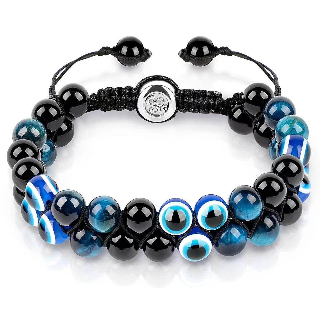 Olivenorma Bracelet Homme Perles Oeil de Tigre Bleu OM
