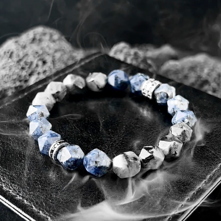 Bracelet Olivenorma pour homme en perles de sodalite bleue et labradorite à facettes géométriques