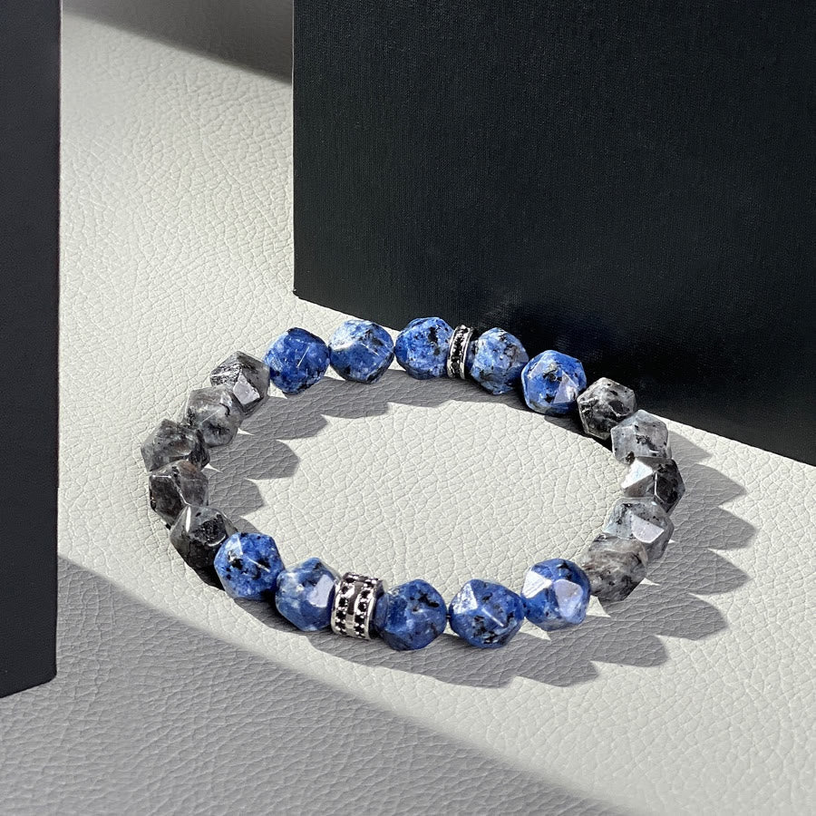 Bracelet Olivenorma pour homme en perles de sodalite bleue et labradorite à facettes géométriques