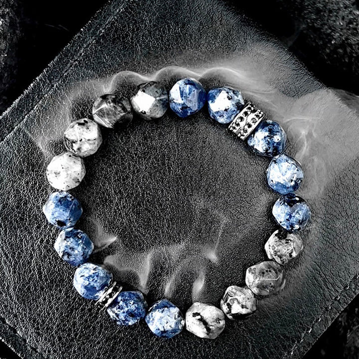 Bracelet Olivenorma pour homme en perles de sodalite bleue et labradorite à facettes géométriques