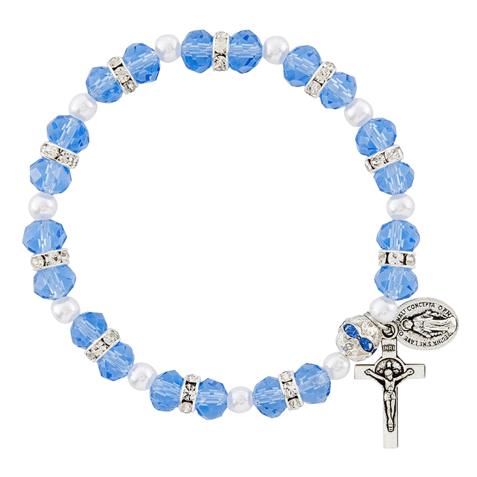 Bracelet chapelet en cristal saphir Olivenorma « Grounded In Faith »