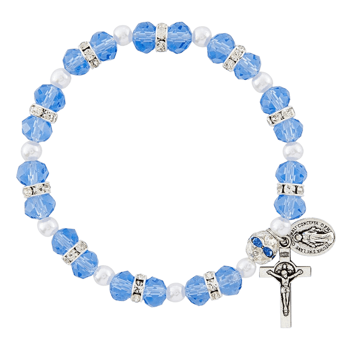 Bracelet chapelet en cristal saphir Olivenorma « Grounded In Faith »