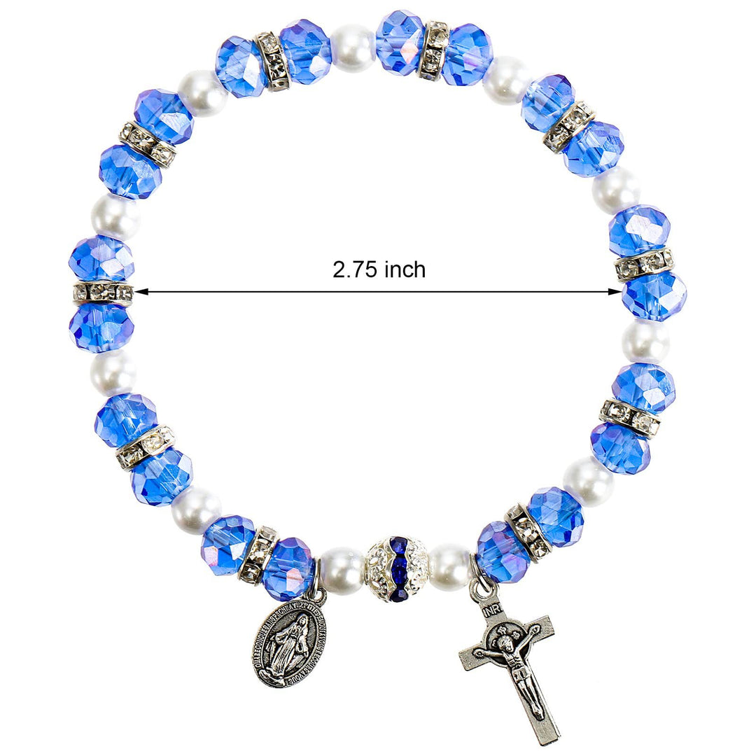 Bracelet chapelet en cristal saphir Olivenorma « Grounded In Faith »