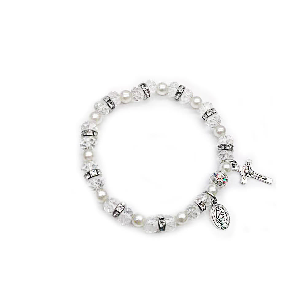 Bracelet chapelet en cristal saphir Olivenorma « Grounded In Faith »