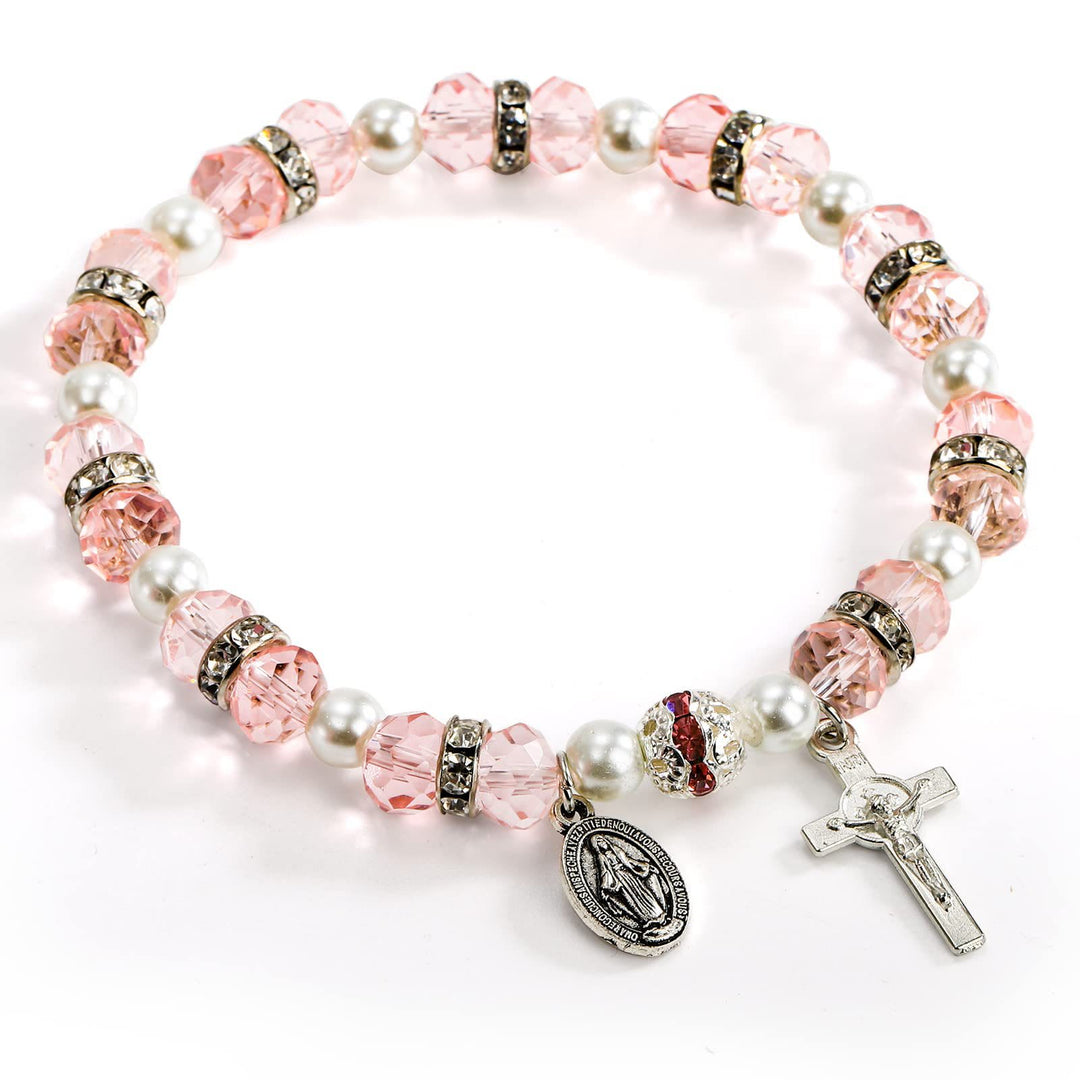 Bracelet chapelet en cristal saphir Olivenorma « Grounded In Faith »