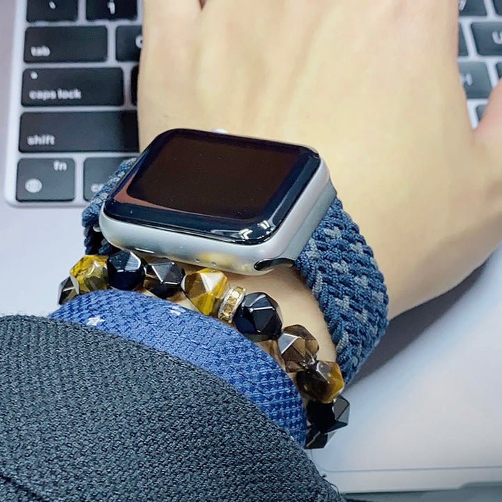 Bracelet Olivenorma pour homme en perles d'onyx noir et œil de tigre à facettes