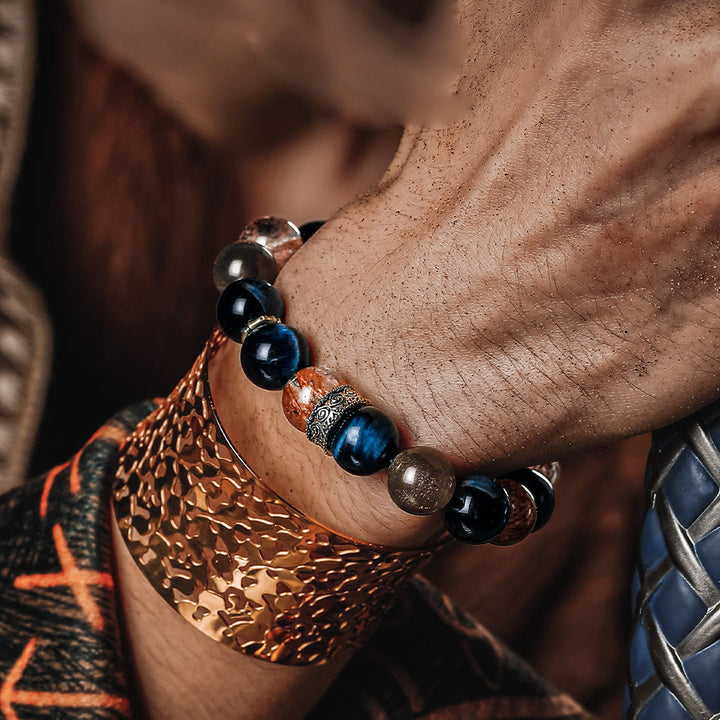 Bracelet Super Seven en or noir pour homme Olivenorma