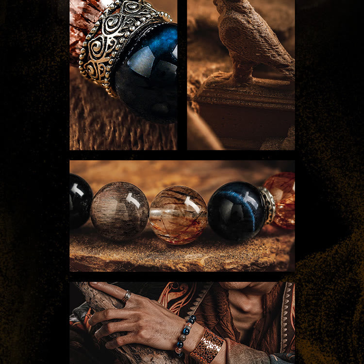 Bracelet Super Seven en or noir pour homme Olivenorma