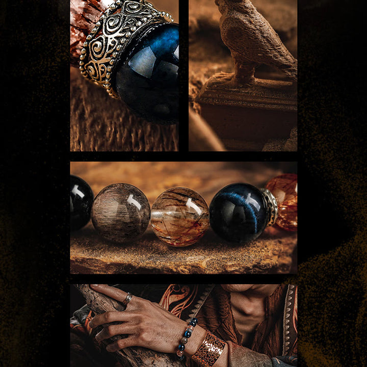 Bracelet Super Seven en or noir pour homme Olivenorma