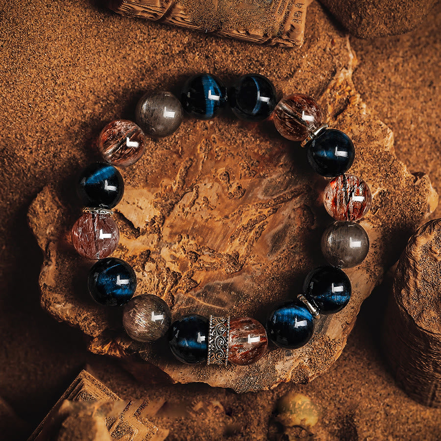 Bracelet Super Seven en or noir pour homme Olivenorma