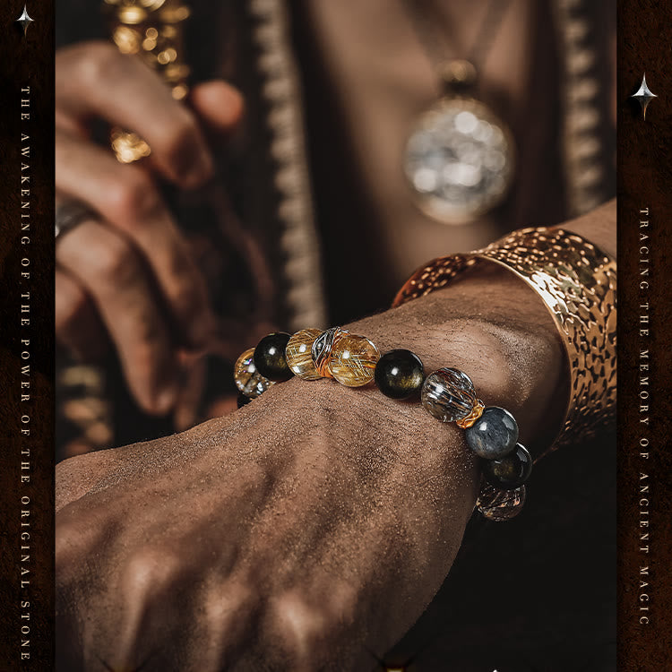 Bracelet Olivenorma Super Seven Cristal Mauvais Œil Perles