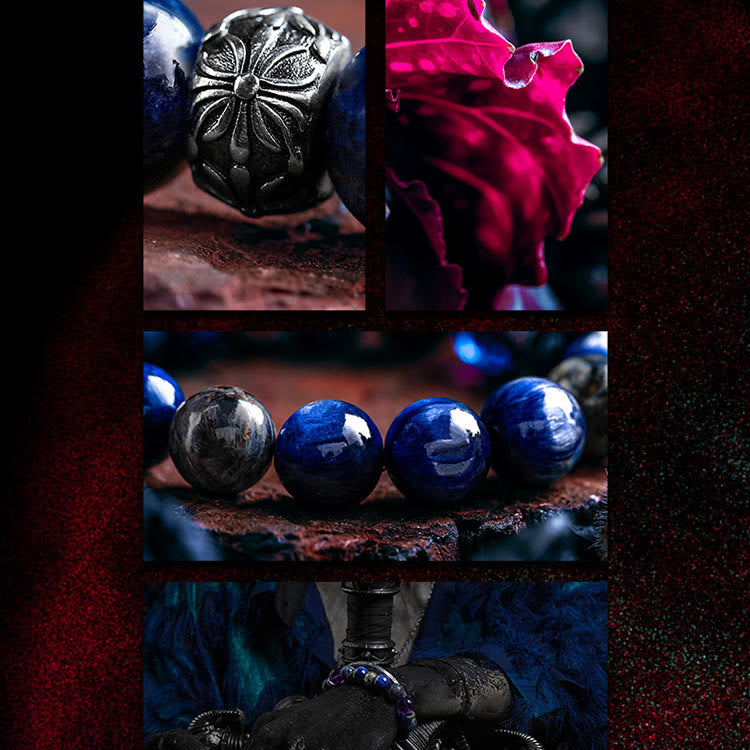 Bracelet Olivenorma pour homme en perles de lapis-lazuli, améthyste et piétersite