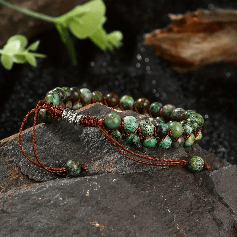 Bracelet en corde tressée turquoise africaine Olivenorma