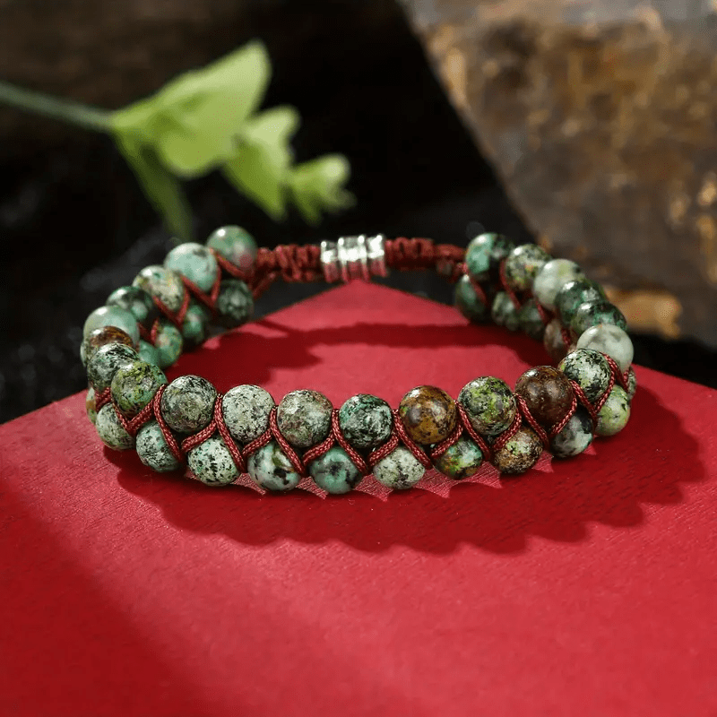 Bracelet en corde tressée turquoise africaine Olivenorma