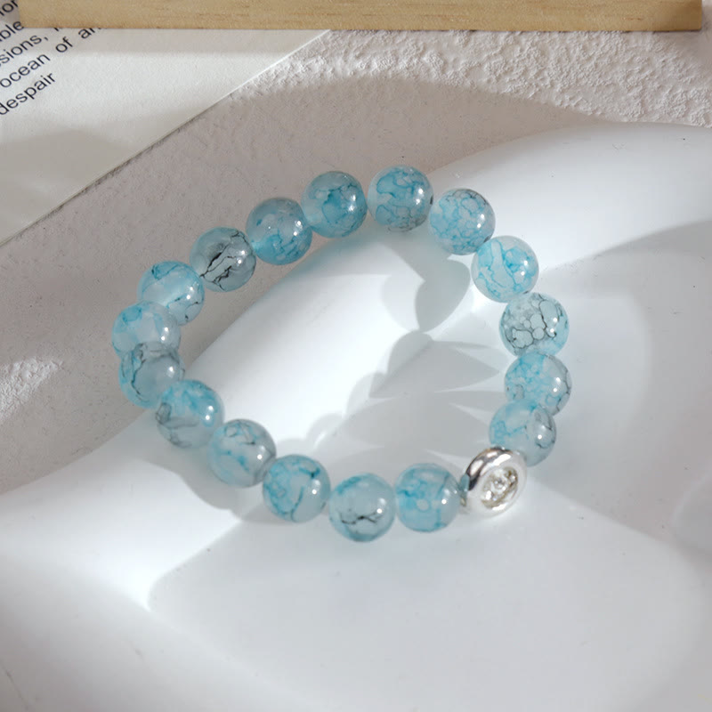 Bracelet en perles de cristal de verre bleu Olivenorma