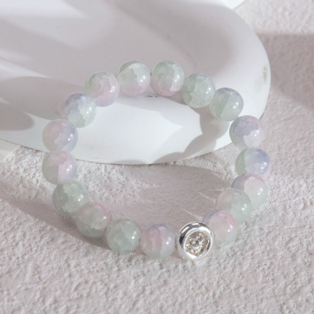 Bracelet en perles de cristal de verre bleu Olivenorma