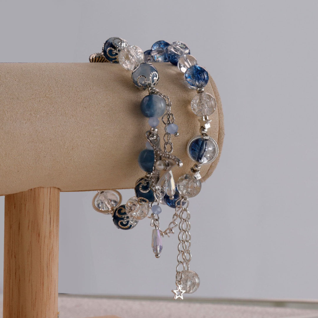 Bracelet en cristal de verre contrasté bleu et blanc Olivenorma