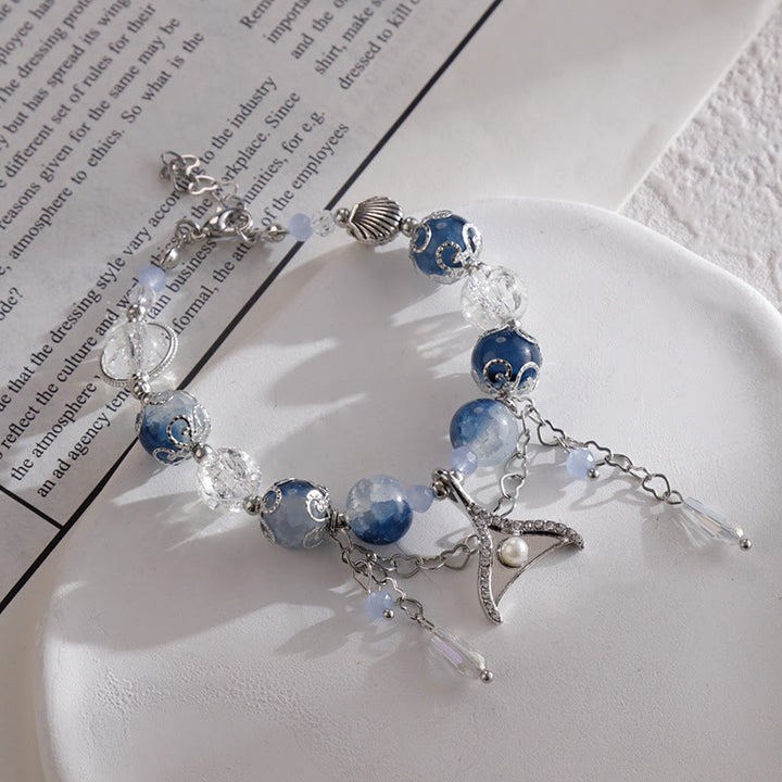 Bracelet en cristal de verre contrasté bleu et blanc Olivenorma