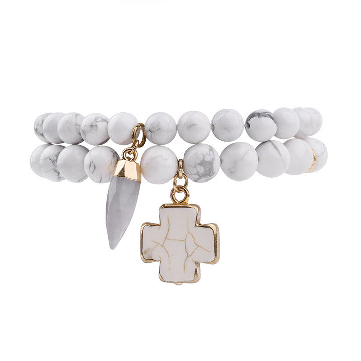 Bracelet Croix en Cristal Transparent Turquoise Blanc Olivenorma