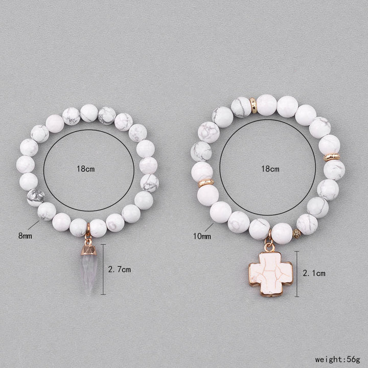 Bracelet Croix en Cristal Transparent Turquoise Blanc Olivenorma