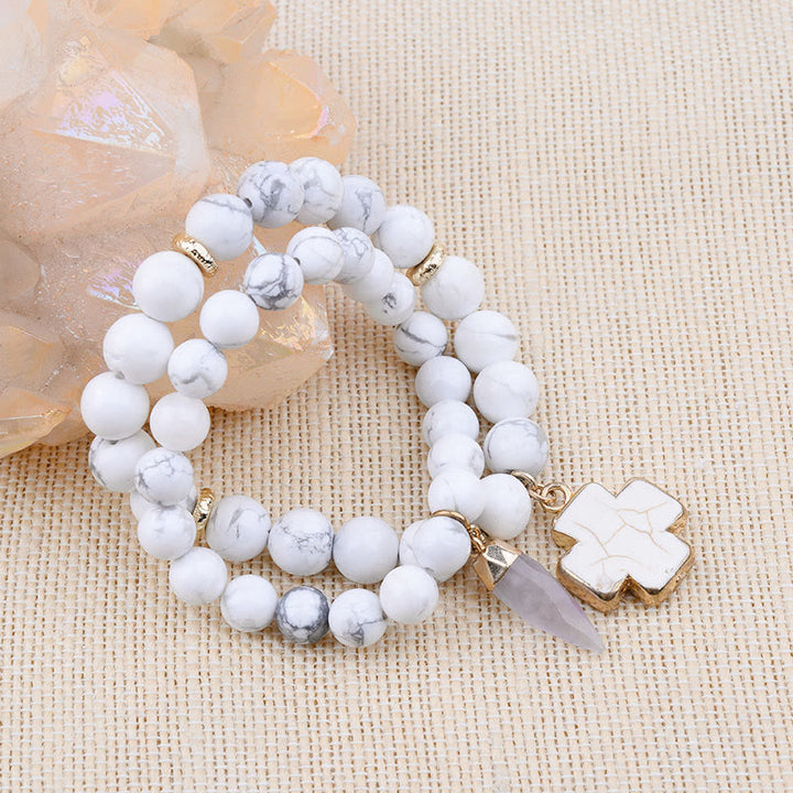 Bracelet Croix en Cristal Transparent Turquoise Blanc Olivenorma