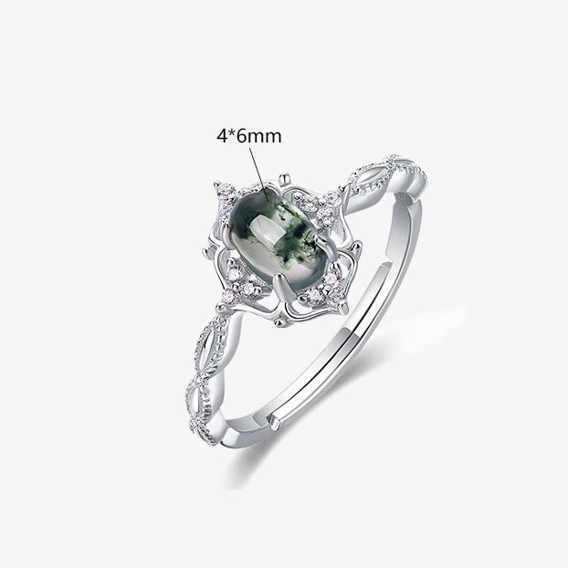 Bague en agate mousse de style rétro de luxe Olivenorma