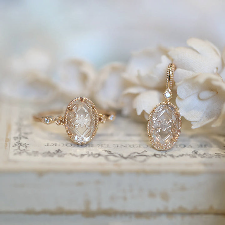 Bague en argent 925 avec cristal transparent gravé antique Olivenorma