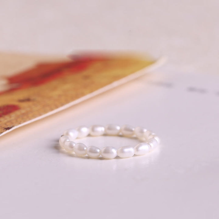 Bague en perles d'eau douce extra fines de 2 mm Olivenorma