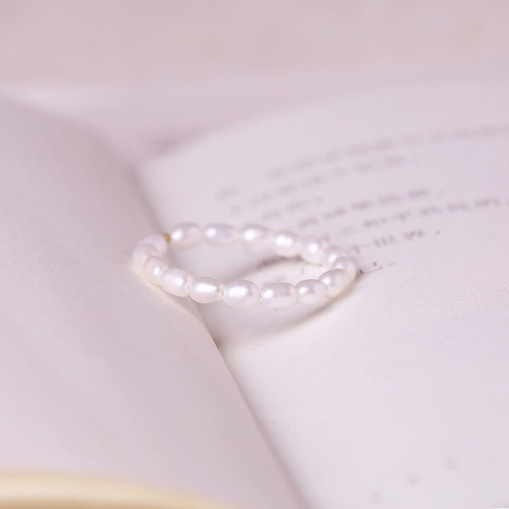 Bague en perles d'eau douce extra fines de 2 mm Olivenorma