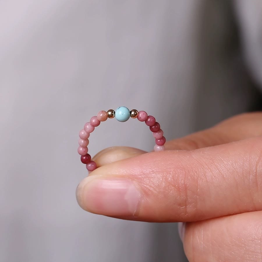 Bague Olivenorma en perles de rhodochrosite extra fines de 2 mm