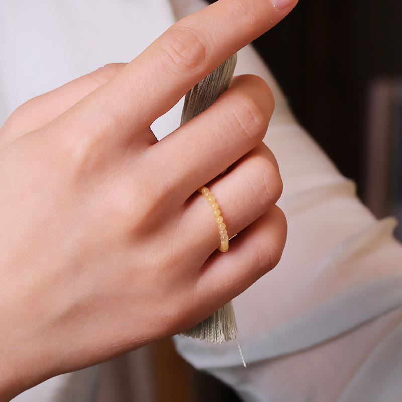 Bague en perles de jade jaune extra fines de 2 mm Olivenorma