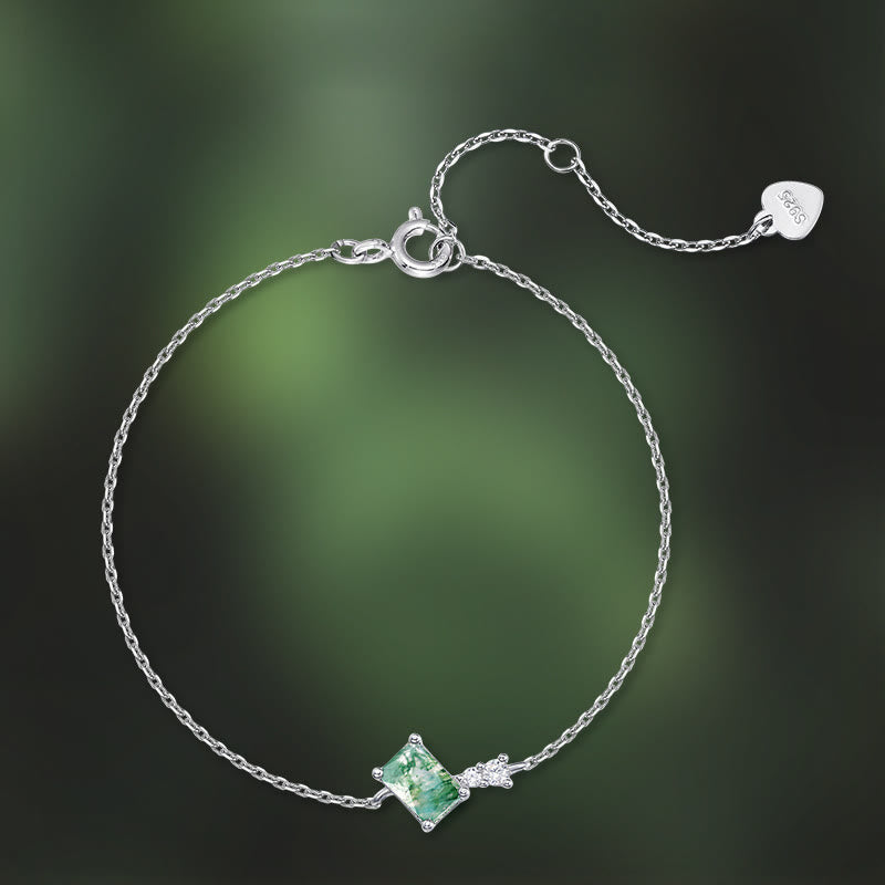 Ensemble de bijoux Olivenorma 3 pièces en agate mousse et zircon blanc