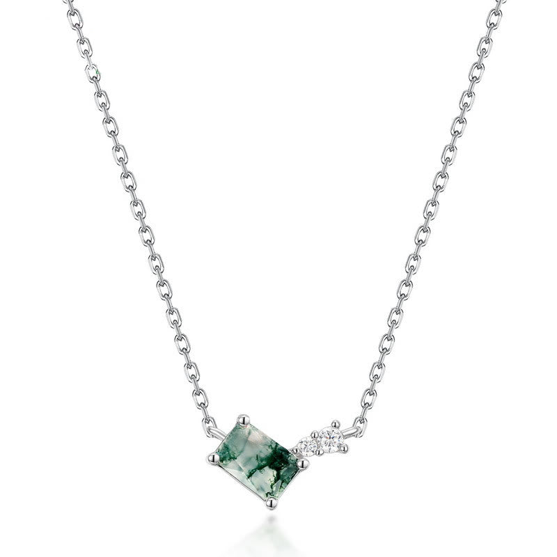 Ensemble de bijoux Olivenorma 3 pièces en agate mousse et zircon blanc