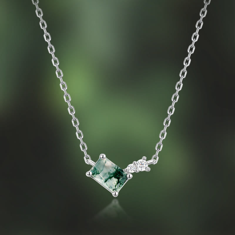 Ensemble de bijoux Olivenorma 3 pièces en agate mousse et zircon blanc