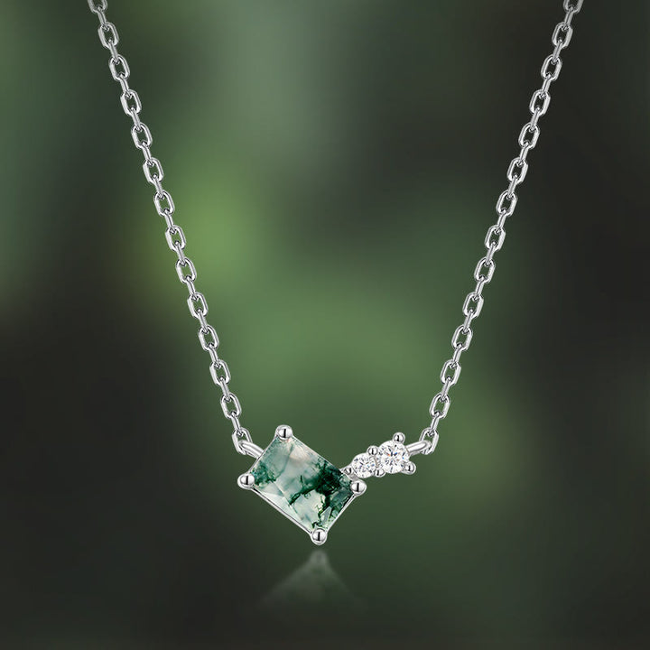 Ensemble de bijoux Olivenorma 3 pièces en agate mousse et zircon blanc