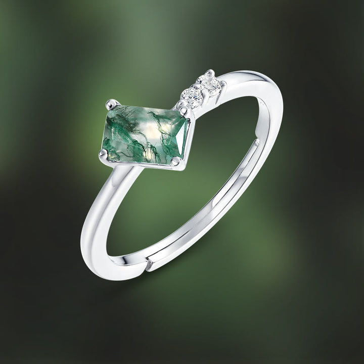 Ensemble de bijoux Olivenorma 3 pièces en agate mousse et zircon blanc