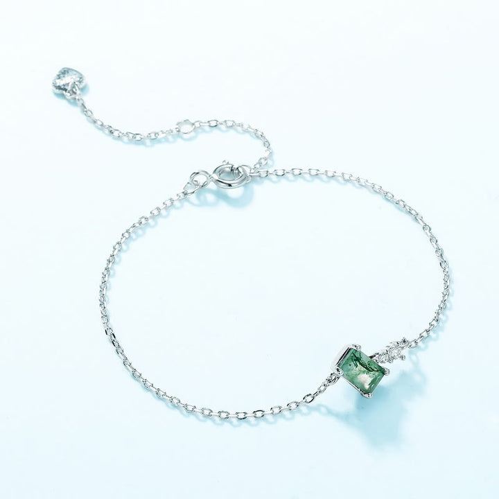 Ensemble de bijoux Olivenorma 3 pièces en agate mousse et zircon blanc