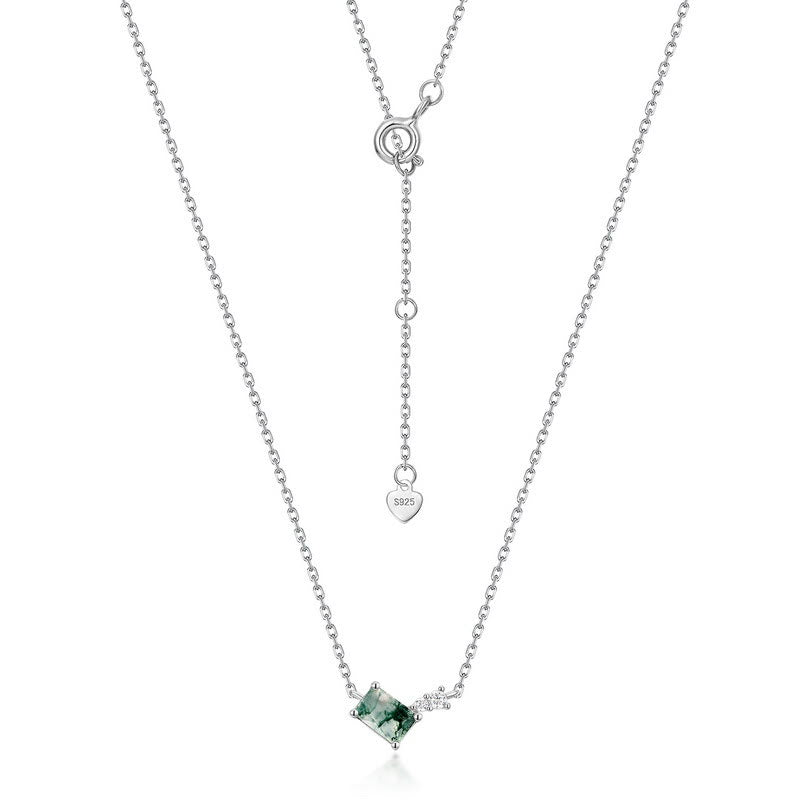 Ensemble de bijoux Olivenorma 3 pièces en agate mousse et zircon blanc