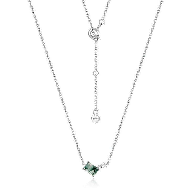 Ensemble de bijoux Olivenorma 3 pièces en agate mousse et zircon blanc