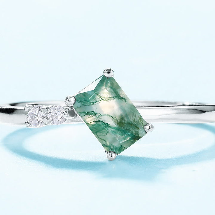 Ensemble de bijoux Olivenorma 3 pièces en agate mousse et zircon blanc