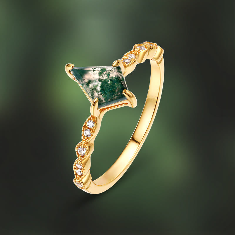 Ensemble de bijoux Olivenorma 4 pièces en agate mousse et zircon blanc