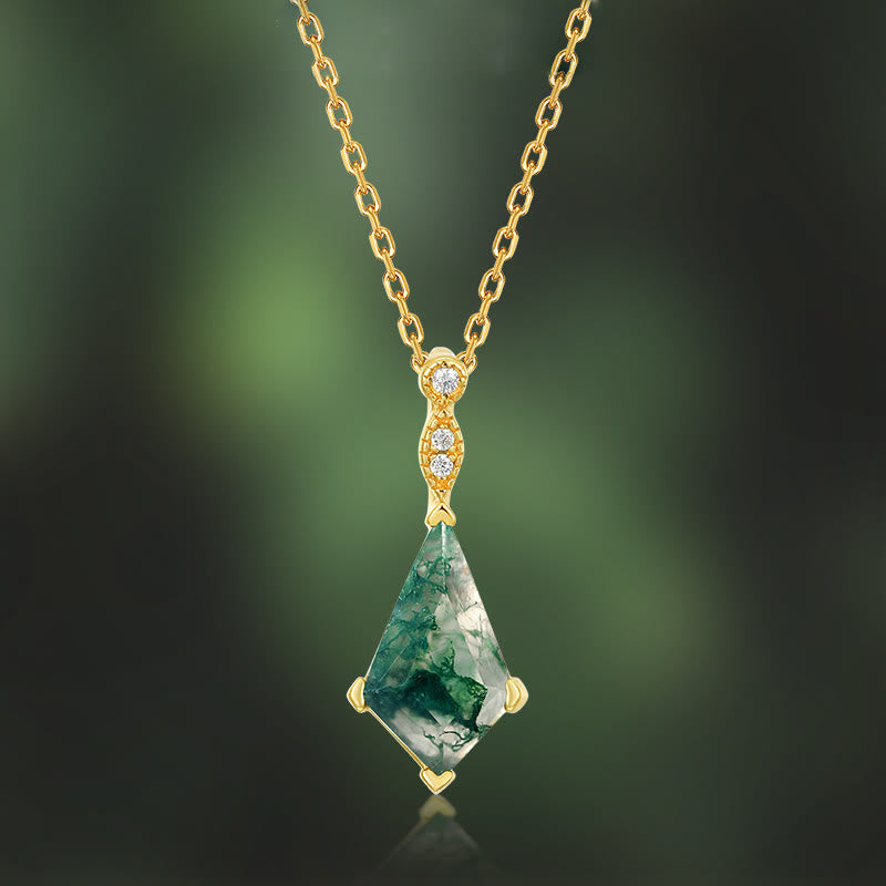 Ensemble de bijoux Olivenorma 4 pièces en agate mousse et zircon blanc