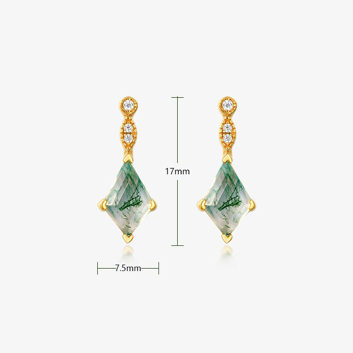 Ensemble de bijoux Olivenorma 4 pièces en agate mousse et zircon blanc