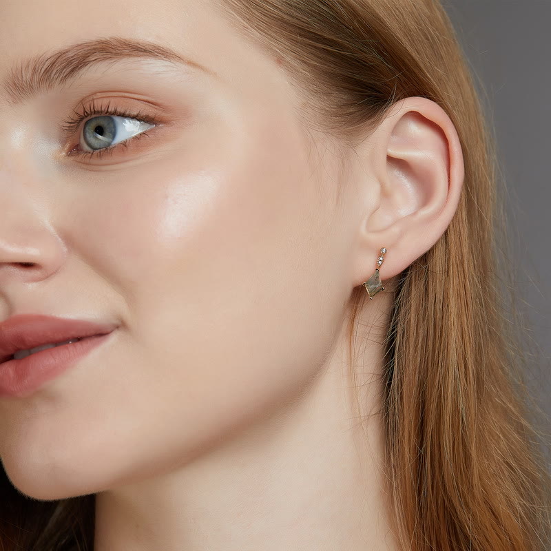 Ensemble de bijoux Olivenorma 4 pièces en agate mousse et zircon blanc