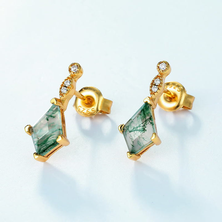 Ensemble de bijoux Olivenorma 4 pièces en agate mousse et zircon blanc