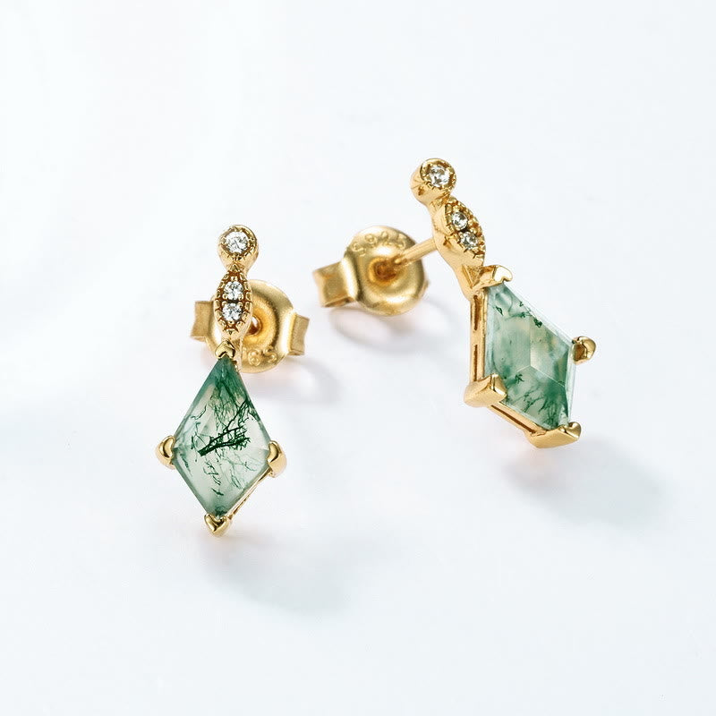 Ensemble de bijoux Olivenorma 4 pièces en agate mousse et zircon blanc