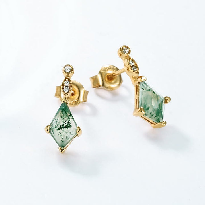 Ensemble de bijoux Olivenorma 4 pièces en agate mousse et zircon blanc