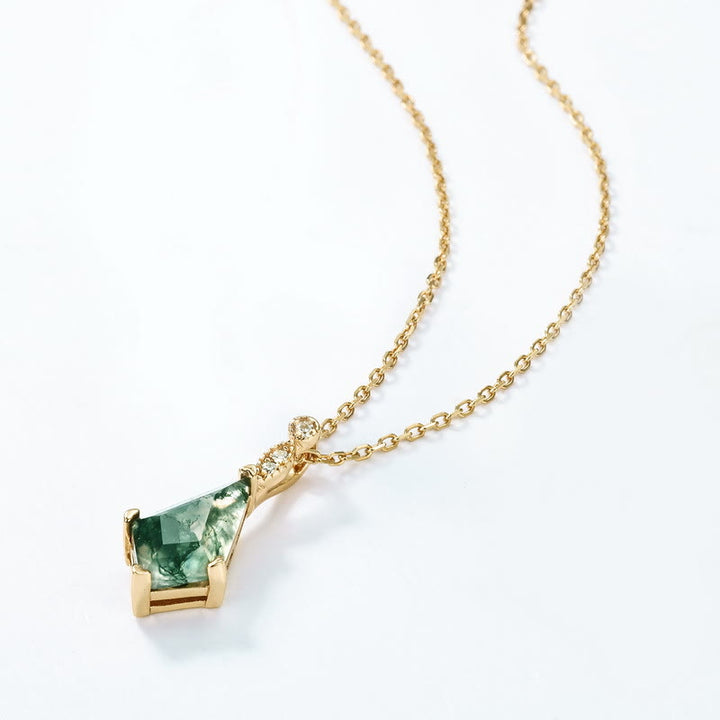 Ensemble de bijoux Olivenorma 4 pièces en agate mousse et zircon blanc