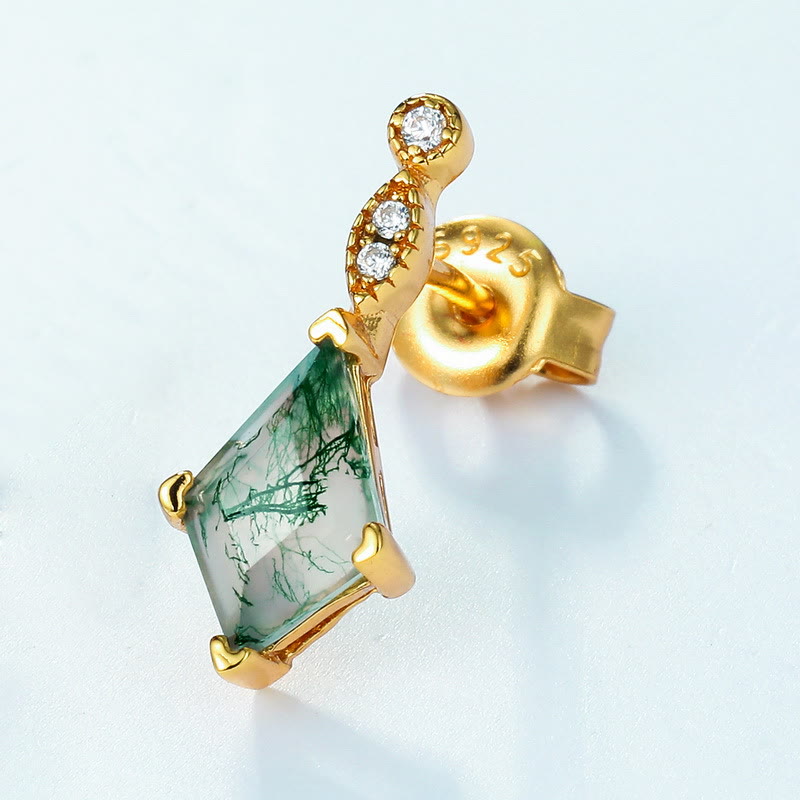 Ensemble de bijoux Olivenorma 4 pièces en agate mousse et zircon blanc